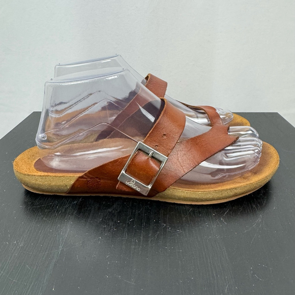 Yokono Ibiza Sandals Womens 8 Brown Leather Toe Loop Buckle Strap Made in Spain - Picture 6 of 12